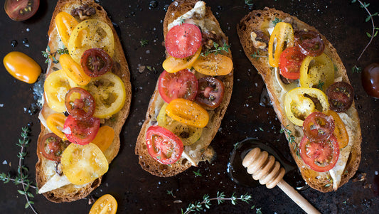 Heirloom Tomato, Honey & Brie Toasts