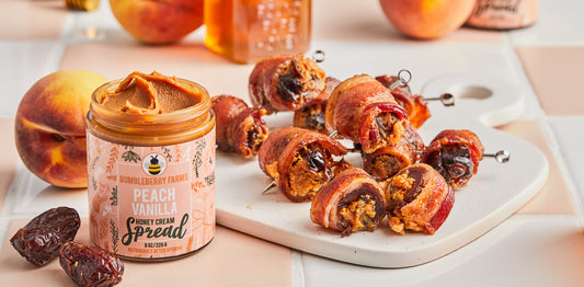 Peach + Goat Cheese Bacon Wrapped Dates