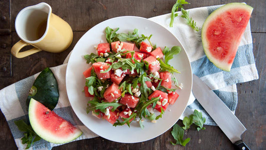 Watermelon Arugula and Feta Salad with Honey Vinaigrette