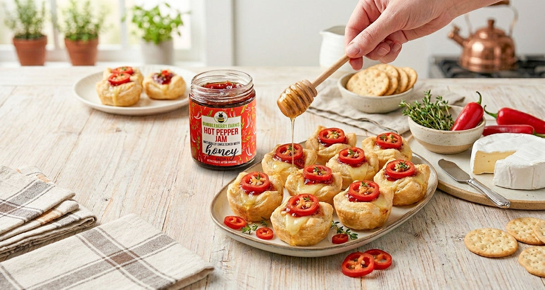 hot pepper jam brie bites