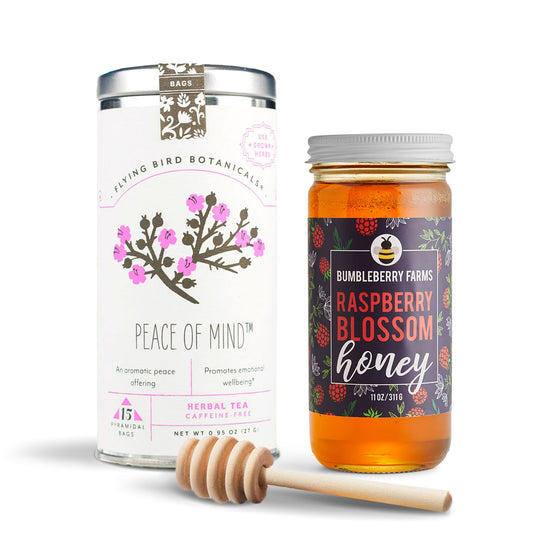 TEA SET - Raspberry Blossom Honey + Peace of Mind Tea