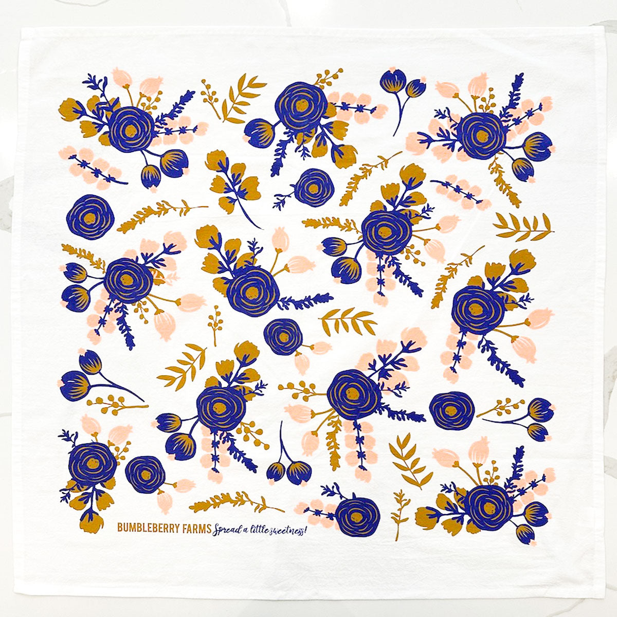 Purple + Coral Blossom Dish Towel