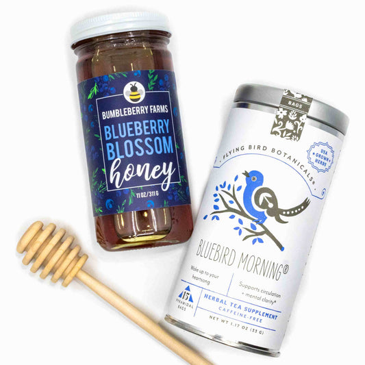 Tea + Honey Set - Blueberry Blossom Honey and Bluebird Morning Tea